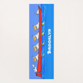 ユーモアあふれるペリカンの漕ぐカートゥーンイラスト ヨガマット (裏面)