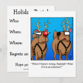 ユーモアあふれるホリデーパーティーの招待状 招待状 (正面/裏面)