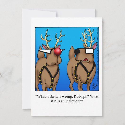 ユーモアあふれるホリデーパーティーの招待状 招待状 (正面)