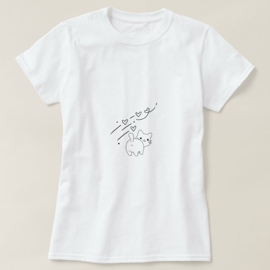 ユーモアあふれるミニマルねこ Tシャツ (デザイン正面)
