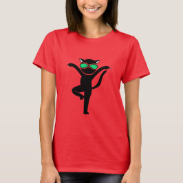 ユーモアあふれるヨガの猫ポーズ - 面白い猫ヨガの先生 Tシャツ