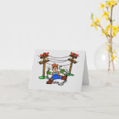 ユーモアあふれるラインマンのロマンチックなバレンタインデーのカード カード (黄色い花)