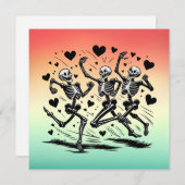 ユーモアあふれるランニングスケルトンのバレンタインデーの枕 シーズンカード (正面/裏面)