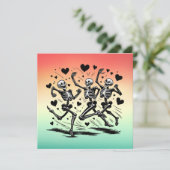 ユーモアあふれるランニングスケルトンのバレンタインデーの枕 シーズンカード (スタンド正面)