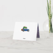 ユーモアあふれるレトロなホワイトクリスマスツリー サンタカー シーズンカード (裏面)