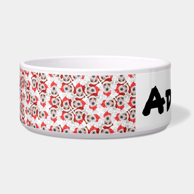 ユーモアあふれるワイヤーフォックステリアのクリスマス柄 ボウル (正面)