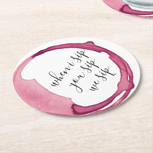 ユーモアあふれるワインチェックパーティー用丸型紙コースター ラウンドペーパーコースター (アングル)