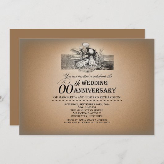 ユーモアあふれるヴィンテージスタイルのタイポグラフィー・アニバーサリー・招待状 招待状 (正面/裏面)