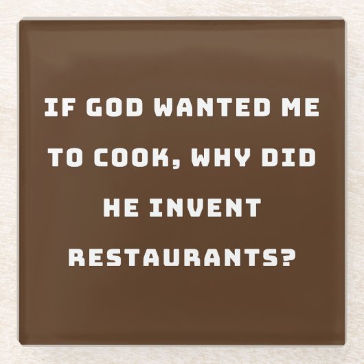 ユーモアあふれる主婦の名言、料理が嫌いな人のためのユーモア ガラスコースター (正面)