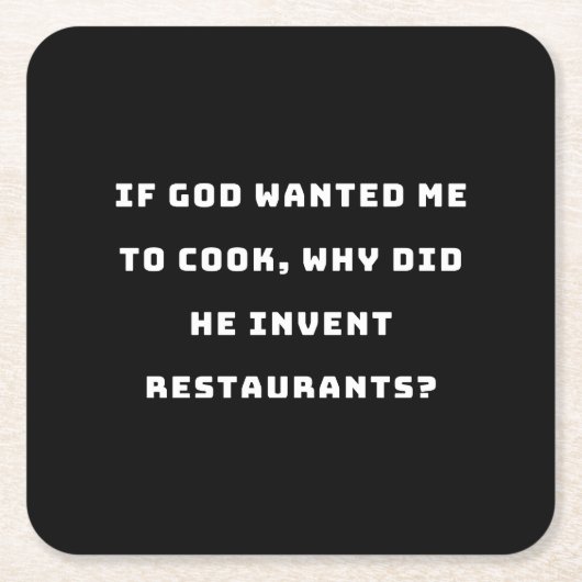 ユーモアあふれる主婦の名言、料理が嫌いな人のためのユーモア スクエアペーパーコースター (正面)