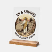 ユーモアあふれる信仰復活洞窟ビンテージ風彫刻シャツ アクリルサイン (傾斜)