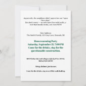 ユーモアあふれる個性的な新居パーティー招待状 引っ越し  招待状 (裏面)