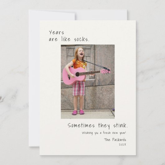 ユーモアあふれる写真の新年カード シーズンカード (正面)