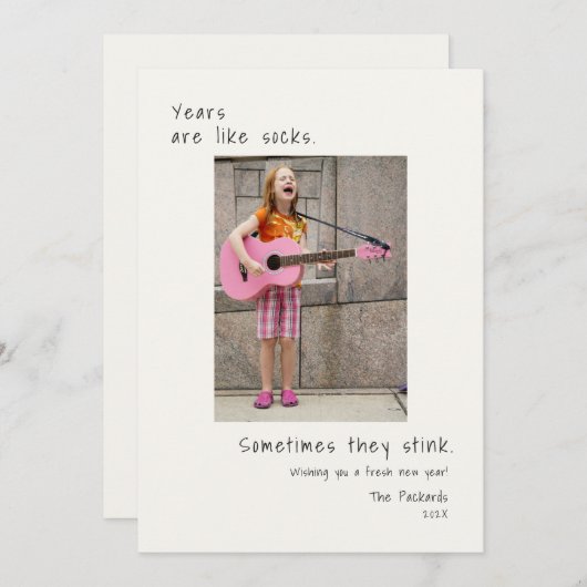 ユーモアあふれる写真の新年カード シーズンカード (正面/裏面)