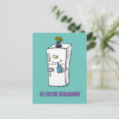 ユーモアあふれる冷蔵庫のイラスト ポストカード (スタンド正面)