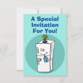 ユーモアあふれる冷蔵庫のイラスト 招待状 (裏面)