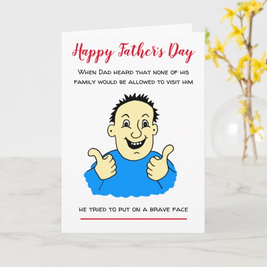 ユーモアあふれる勇気ある顔のCovidカートゥーン父の日 カード (黄色い花)