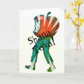 ユーモアあふれる変わったリンゴの頭のロシュ・ハシャナーの楽しいグリーティング カード (黄色い花)