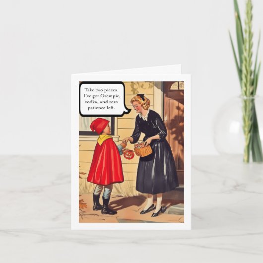 ユーモアあふれる大人のハロウィン ママ 皮肉なグリーティングカード サンキューカード (正面)