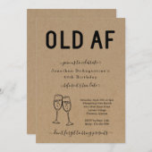 ユーモアあふれる大人の OLD AF 誕生日招待状 招待状 (正面/裏面)