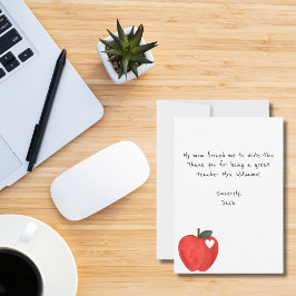 ユーモアあふれる子供のメモ、赤いリンゴ、先生への感謝 サンキューカード