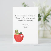 ユーモアあふれる子供のメモ、赤いリンゴ、先生への感謝 サンキューカード (スタンド正面)