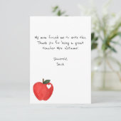 ユーモアあふれる子供のメモ、赤いリンゴ、先生への感謝 サンキューカード (スタンド正面)