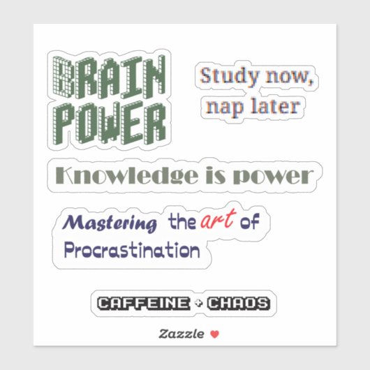 ユーモアあふれる学生生活＆勉強のモチベーションステッカー シール (シート)