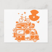 ユーモアあふれる家族のバケーション キャンピングカー ポストカード (正面)