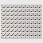 ユーモアあふれる小人、ログハウス、クリスマスツリー、雪の結晶 ラッピングペーパー (フラット)