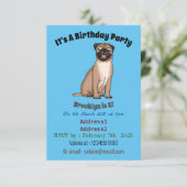 ユーモアあふれる幸せなパグ犬の漫画イラスト 招待状 (スタンド正面)