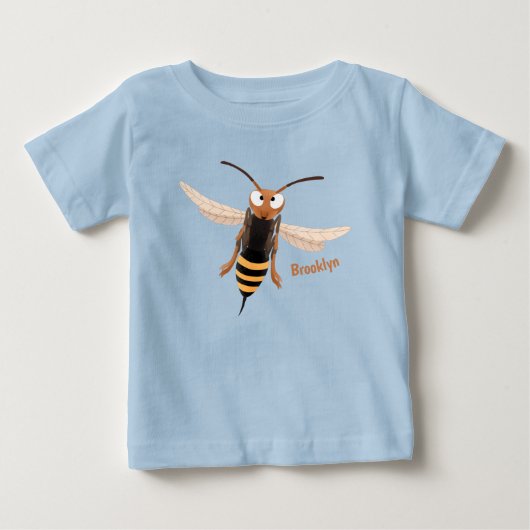 ユーモアあふれる怒ったスズメバチの漫画イラスト ベビーTシャツ (正面)