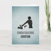 ユーモアあふれる新パパ - おむつ替え 父親 記念カスタム カード (正面)