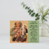 ユーモアあふれる新年の乾杯 カップル 乾杯 ポストカード (スタンド正面)