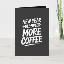 ユーモアあふれる新年の抱負 もっとコーヒー 皮肉な決意 カード