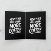 ユーモアあふれる新年の抱負 もっとコーヒー 皮肉な決意 カード (内部)