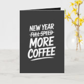 ユーモアあふれる新年の抱負 もっとコーヒー 皮肉な決意 カード (黄色い花)