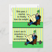 ユーモアあふれる新年の抱負 レトロなダイエット シーズンポストカード (正面/裏面)