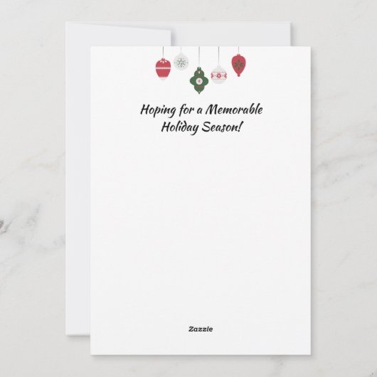 ユーモアあふれる木の上の猫がオーナメントを眺めるホリデーシーズン シーズンカード (裏面)