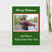 ユーモアあふれる楽しいフィッシュマス あなたの釣りの写真 カード (正面)