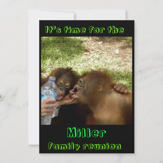 ユーモアあふれる楽しい家族の集まり 招待状 (正面)