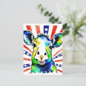 ユーモアあふれる水彩画のカラフルな羊 ポストカード (スタンド正面)