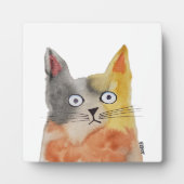 ユーモアあふれる水彩画の猫 アート テーブルプレート フォトプラーク (正面)