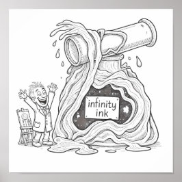 ユーモアあふれる漫画スタイルのインフィニティ インクのデコパージュ ラインアート ポスター
