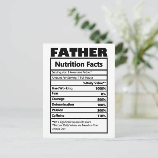 ユーモアあふれる父の栄養成分表示ポストカード ポストカード (スタンド正面)