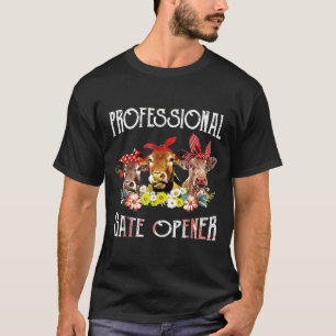 ユーモアあふれる牛好きのためのプロの門開け Tシャツ