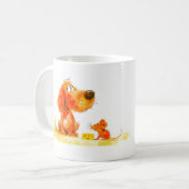 ユーモアあふれる犬とねずみ コーヒーマグカップ (正面左)