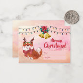 ユーモアあふれる犬好きのためのホリデーシーズン 個人名入れクリスマスカード ノートカード (正面/裏面インサイチュ)