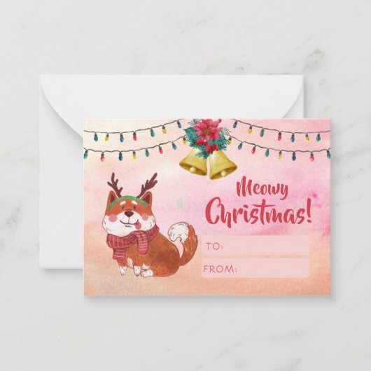 ユーモアあふれる犬好きのためのホリデーシーズン 個人名入れクリスマスカード ノートカード (正面)