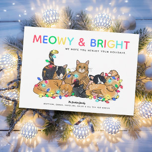 ユーモアあふれる猫と鶏のクリスマス写真 シーズンカード
